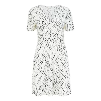 Image of Yumi White Dash Print Jersey Tea Dress - White
