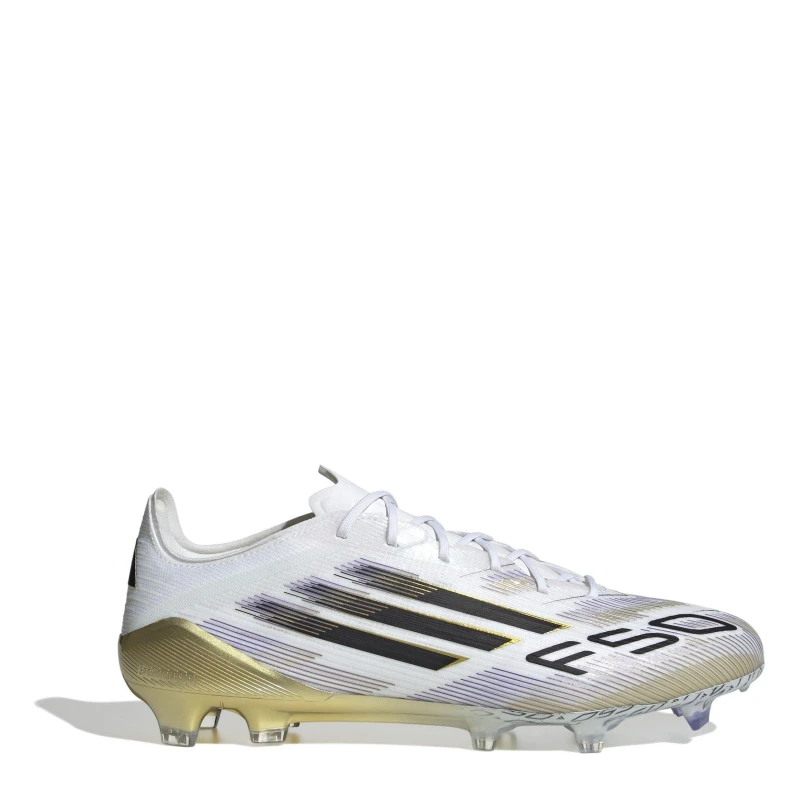 Image of adidas F50 Elite Adults Firm Ground Football Boots White/Blk/Gold male 8 (42)