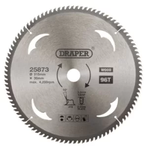 Image of Draper TCT Circular Saw Blade for Wood, 315 x 30mm, 96T