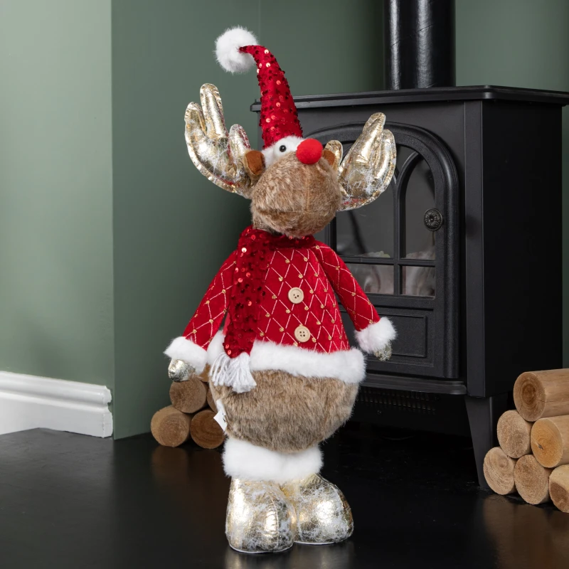 Image of 65cm Standing Plush Golden Cupid Christmas Reindeer Decoration