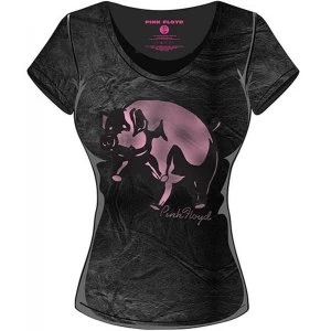 Image of Pink Floyd - Animals Pig Womens Small T-Shirt - Black