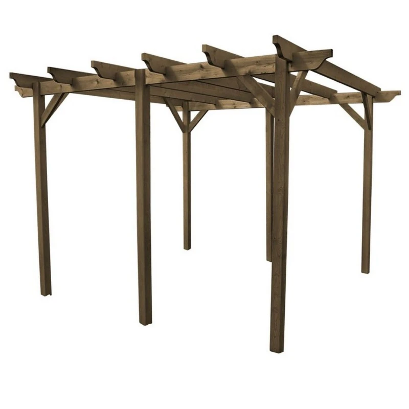 Image of Rutland County Garden Furniture Garden Pergola 6 Posts - Wood - L360 X W600 X H270 Cm - Rustic Brown