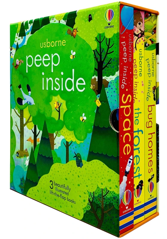 Image of Usborne Peep Inside Lift-the-Flap Series Box Set Space Forest Bug Homes Board Book Anna Milbourne Books
