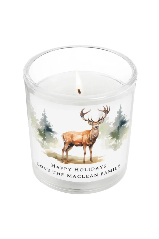 Image of Personalised Memento Company Personalised Message Water Colour Painted Stag Candle