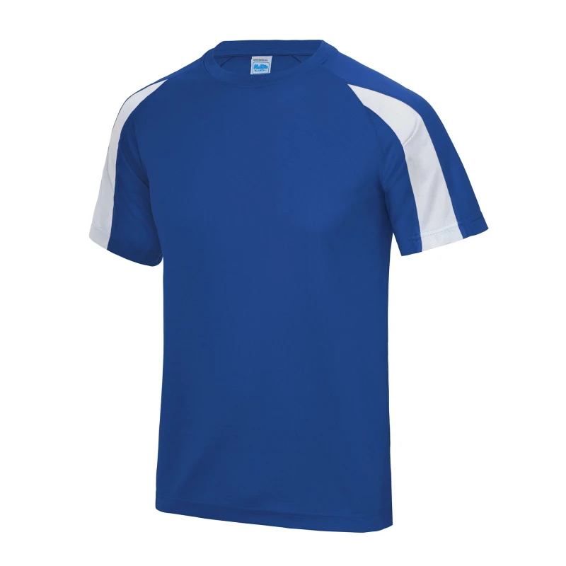 Image of AWDis Just Cool Contrast Plain Sports T-Shirt in Blue Size: 12-13 Years Blue Unisex 12-13 Years