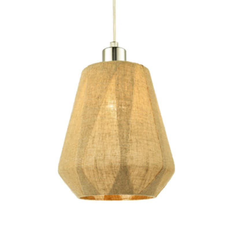 Image of Happy Homewares Modern Designer Glass Pendant Lamp Shade Wrapped In Natural Oatmeal Linen Fabric
