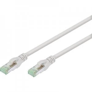 Image of Digitus RJ45 Network cable, patch cable CAT 8.1 S/FTP 1m Grey Flame-retardant, Metal foild shield, Braided shield, Shielded, Halogen-free, Twin shield