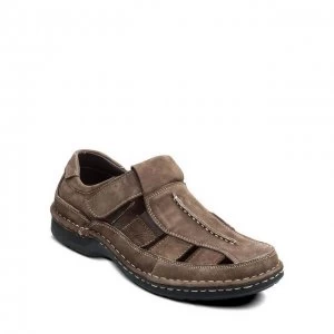 Image of Padders Brown Leather 'Breaker' Wide Fit Touch and Close Sandals - 7
