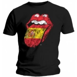 Image of Rolling Stones Spain Tongue Mens Black T Shirt: Small