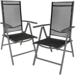 Image of Tectake - 2 folding aluminium garden chairs - reclining garden chairs, garden recliners, outdoor chairs - black/anthracite - black/anthracite