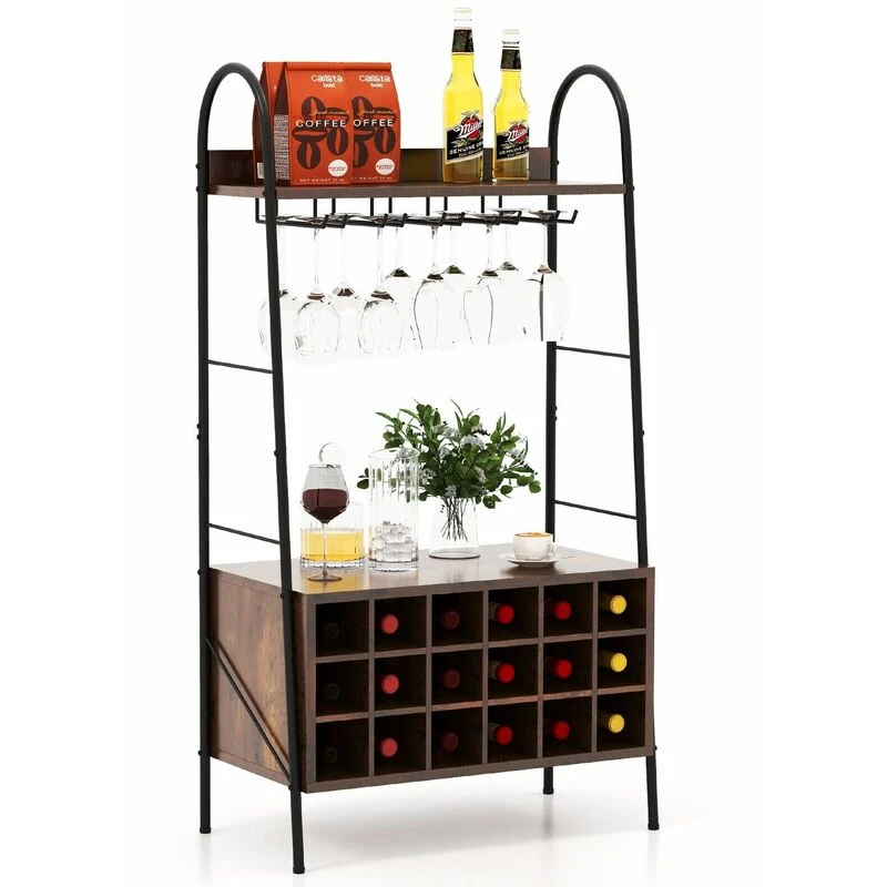 Image of COSTWAY 3-Tier Over-The-Toilet Storage Shelf Space Saving Metal Bathroom Organizer Brown