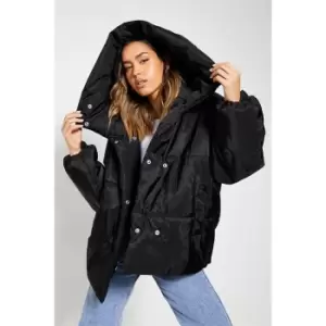 Image of I Saw It First Funnel Neck Oversized Padded Jacket - Black