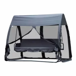 Image of Alfresco 3 Seater Swing Chair with Mesh Wall Canopy, Grey