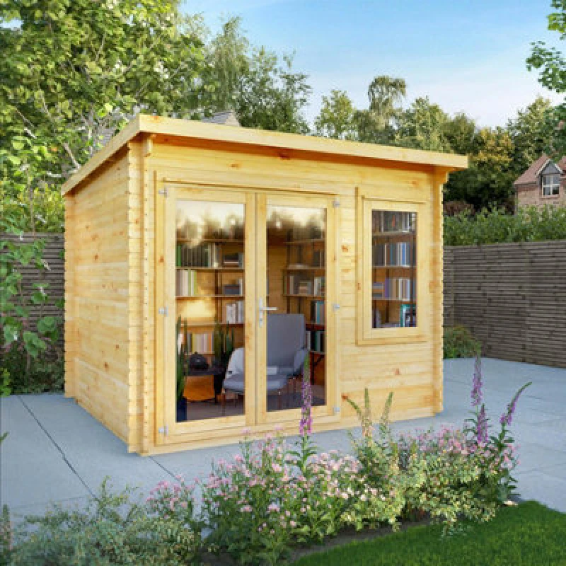 Image of Mercia 3m x 3m Elite Pent Log Cabin (28mm), Brown SI-006-002-0065