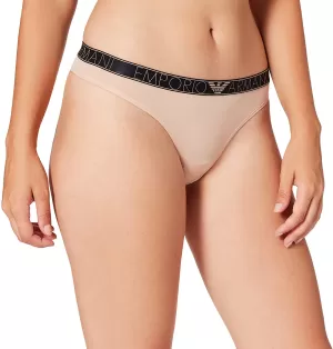 Image of Emporio Armani Knitted Lace Thong Almond Size L Women