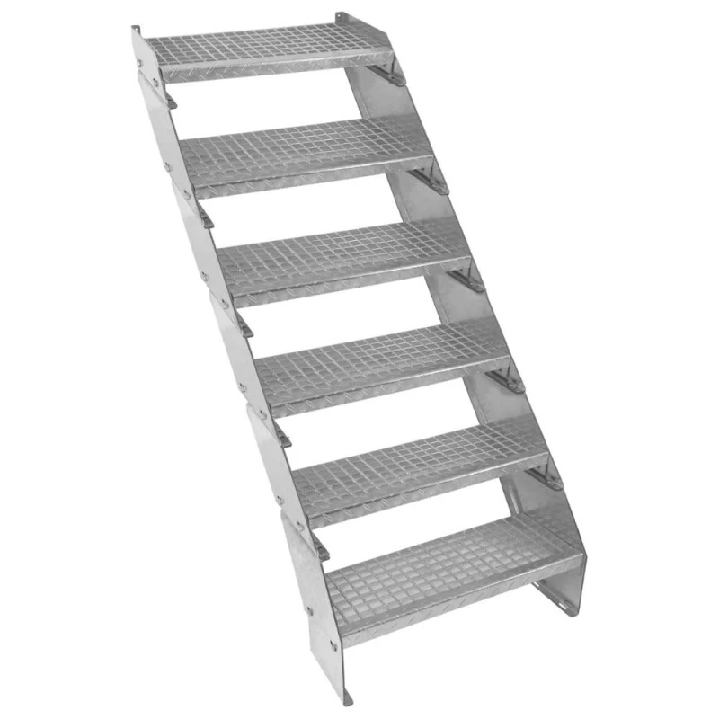 Image of Monstershop Adjustable 6 Section Galvanised Staircase - 600mm Wide Silver