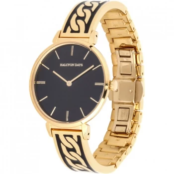Image of Curb Chain Black & Gold Bangle Watch