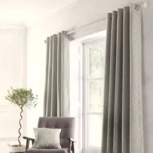 Image of Appletree Loft Asha Geometric Diamond Jacquard Eyelet Lined Curtains, Grey, 46 x 54 Inch