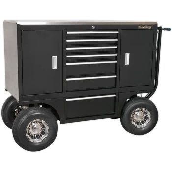 Image of Sealey Premier 7 Drawer Heavy Duty Pit or Yard Cart Black