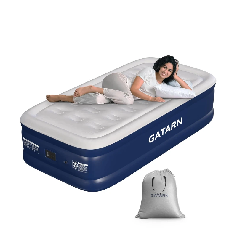 Image of GATARN Air Bed With Built-in Electric Pump Single Size in Blue Blue Unisex Single