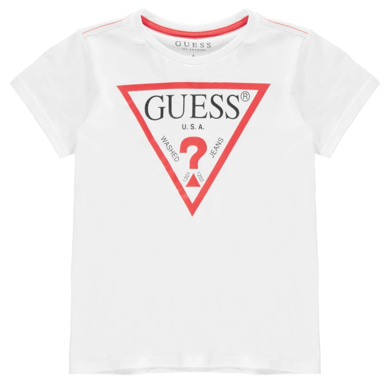 Image of Guess Logo T Shirt Wht A000 G011 male 8 Yrs