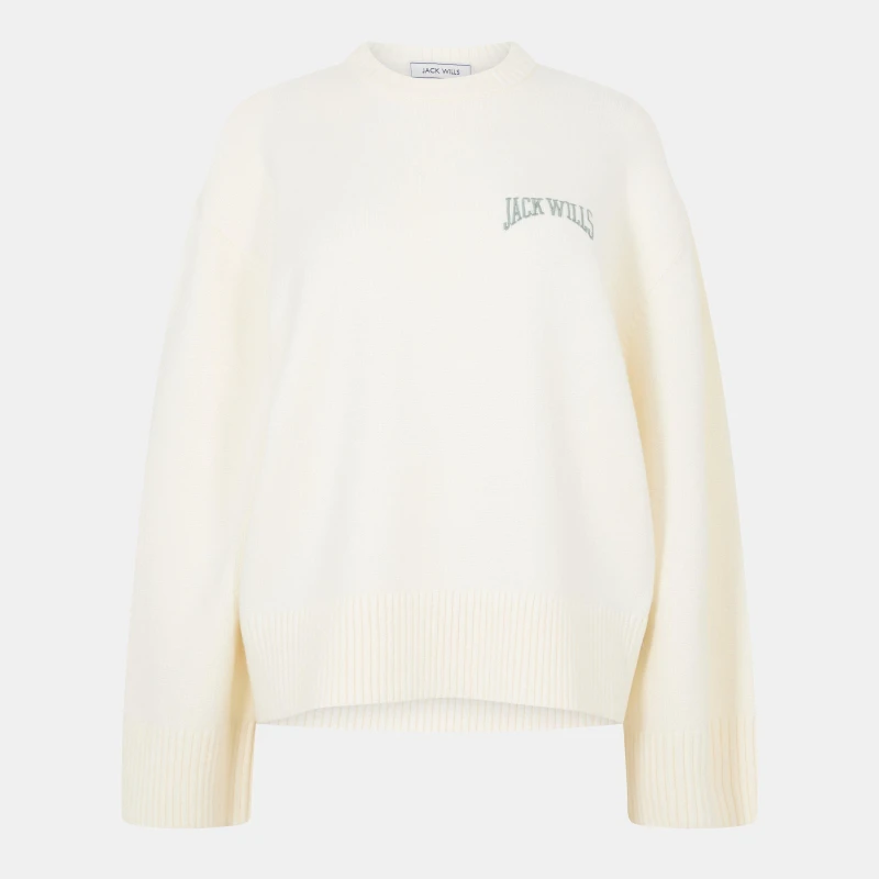 Image of Jack Wills Womens Knitted Crew Neck Jumper Vintage White female 8 (XS)