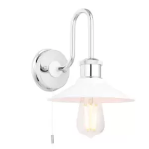 Image of Fiumicino Bathroom Metal Wall Lamp Chrome Plate Gloss White IP44