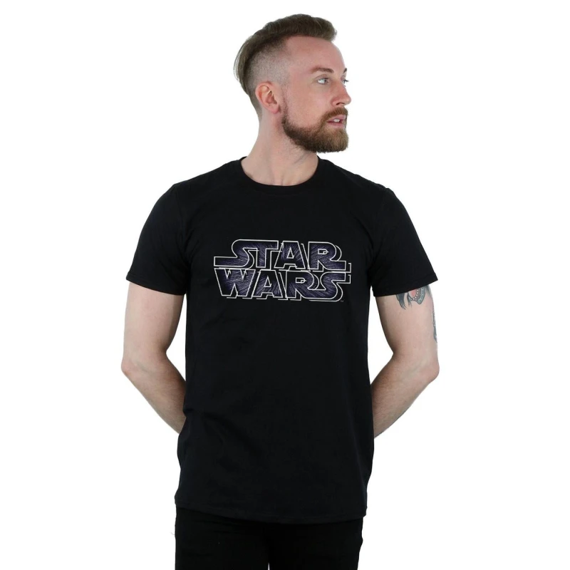 Image of Star Wars Star Wars Men Hyperspace Logo T-Shirt in Black Size: Small Black S Male 5057864267952