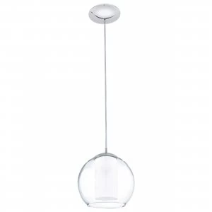 Image of EGLO ES/E27 Bolsano Chrome-Glass Pendant Light 60W - 92761