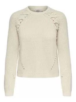 Image of ONLY Lace Detail Knitted Pullover Women White