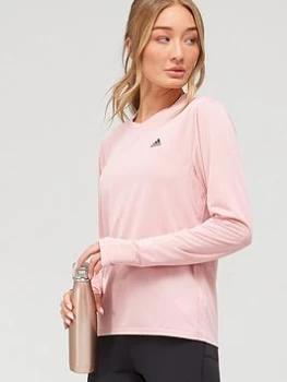 Image of adidas Run Icons 3 Bar Long Sleeve Tee - Mauve, Mauve Size XL Women