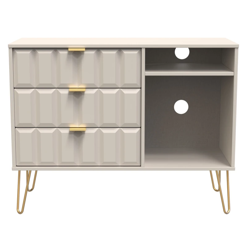 Image of Ready Assembled 2 U Metro 3 Drawer TV Unit (Ready Assembled) in Taupe Unisex