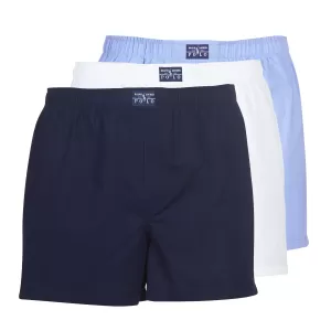 Image of Polo Ralph Lauren 3 Pack Woven Boxers - White/Blue/Navy, White/Blue/Navy, Size 3XL, Men