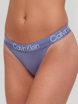 Image of Calvin Klein Branded Waistband Thong - Blue Size L, Women