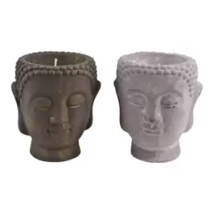 Image of Set of 2 Medium Cement Buddha Design Candles