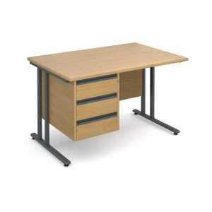 Image of Maestro 25 GL Straight Desk With 3 Drawer Pedestal 1200mm - Graphite c