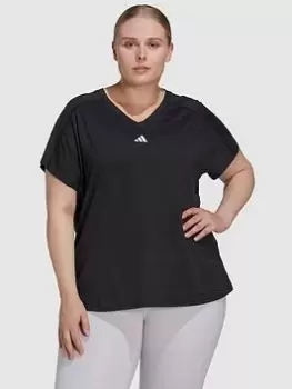 Image of adidas Training Essentials T-Shirt - Black (Plus Size), Black, Size 1X, Women