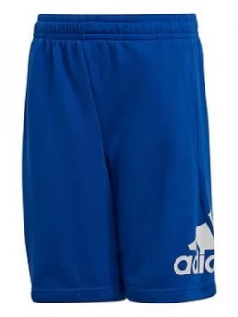 Image of adidas Junior Boys Must Haves Badge of Sport Shorts - Blue, Size 5-6 Years