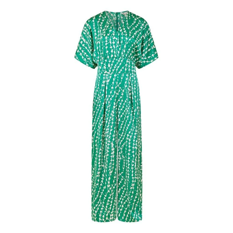 Image of Yumi Green Abstract Print Kimono Sleeve Jumpsuit Green female