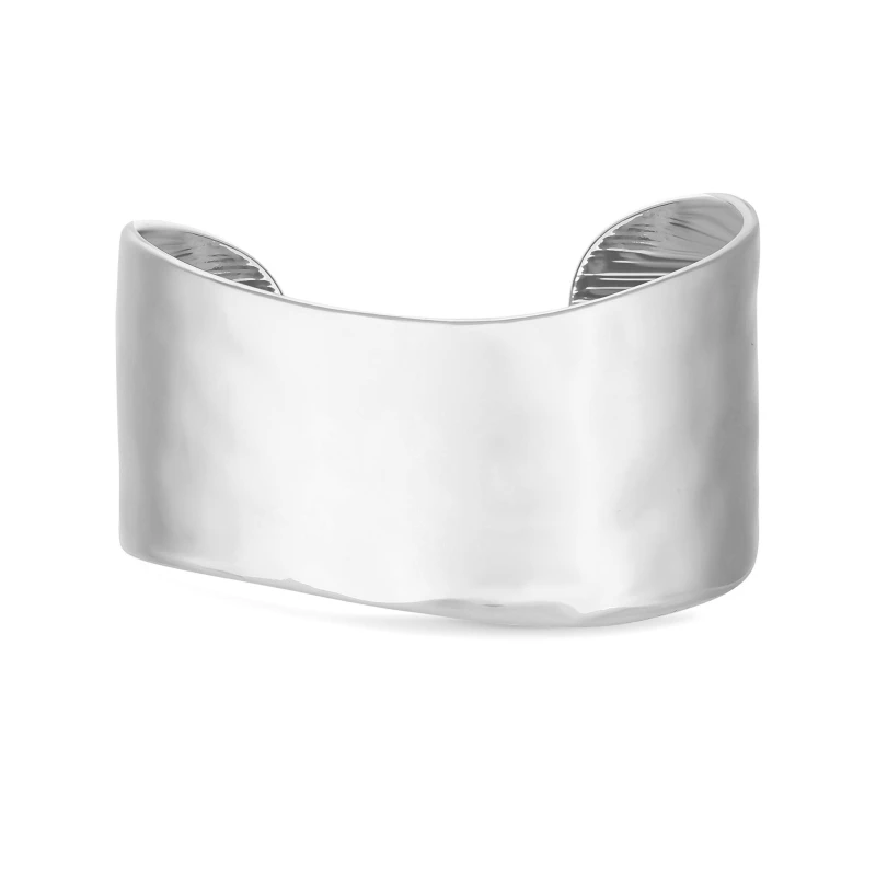 Image of Jon Richard Silver Plated Hammered Cuff Bracelet Silver