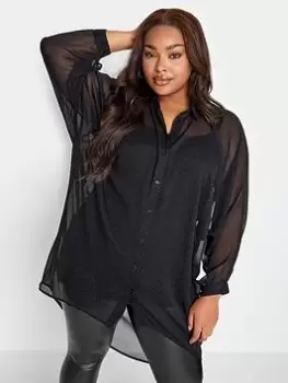 Image of Yours Extreme Dip Back Stud Shirt - Black, Size 20, Women