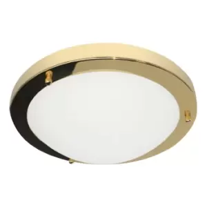 Image of Spa 180mm Delphi Flush Ceiling Light Opal Glass and Brass