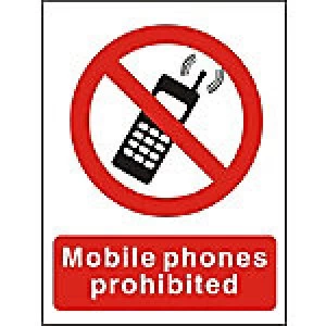 Image of Prohibition Sign No Mobiles Plastic 40 x 30 cm