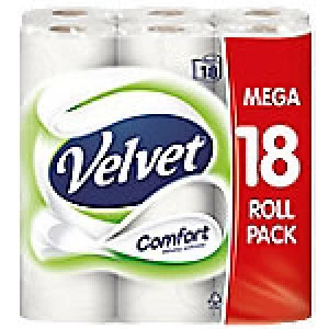 Image of Velvet Toilet Rolls 2 Ply 18 Rolls of 210 Sheets