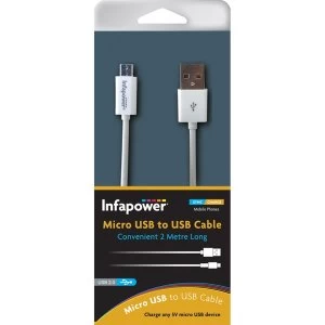 Image of Infapower P043 Micro USB to USB Cable 2M White