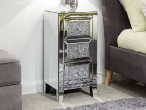Image of GFW Lucia 3 Drawer Crushed Diamond Mirrored Bedside Cabinet Assembled