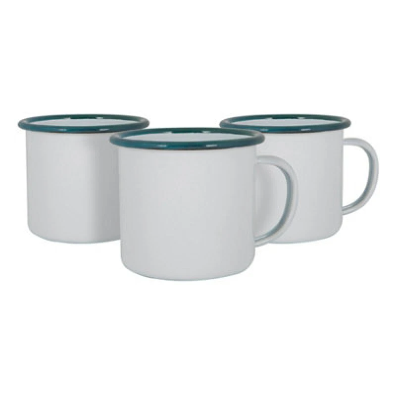 Image of Argon Tableware White Enamel Mugs - 375Ml - Green - Pack Of 6