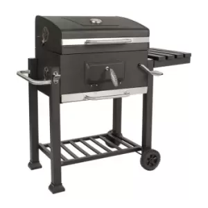 Image of Outdoor Garden Smoker BBQ with Warming Rack and Side Shelf with Wheels