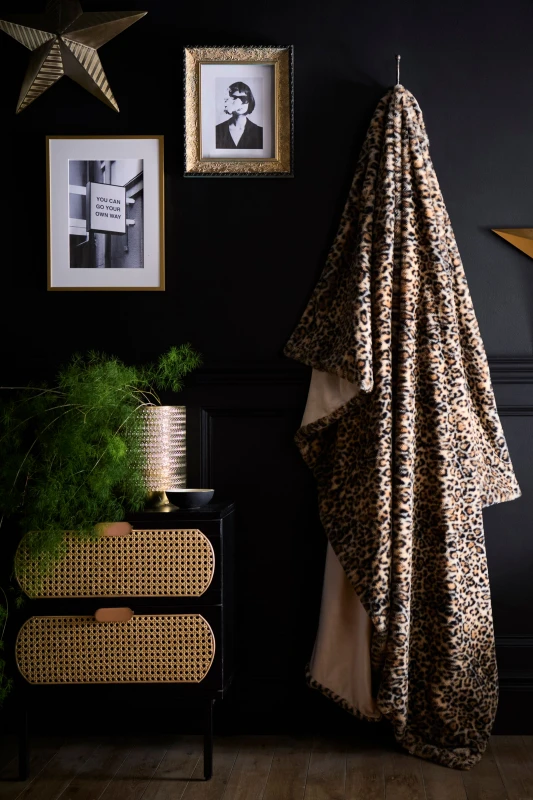 Image of Fusion Leopard Fleece 150cmx220cm Throw Natural