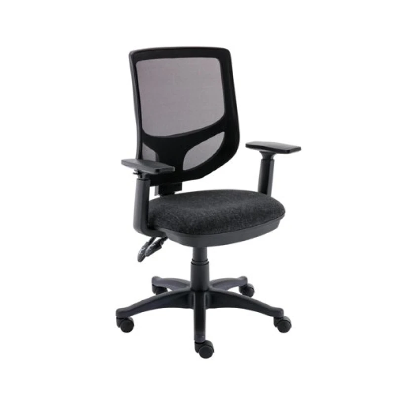 Image of Astin Nesta Mesh Back Operator Chair Charcoal with Adjustable Arms 590x900x1050mm Black KF800026